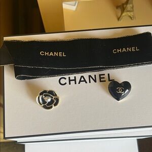 CHANEL Black and Gold Camellia & Heart set